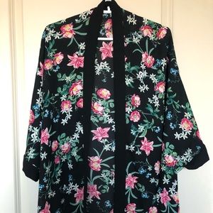 Floral print kimono